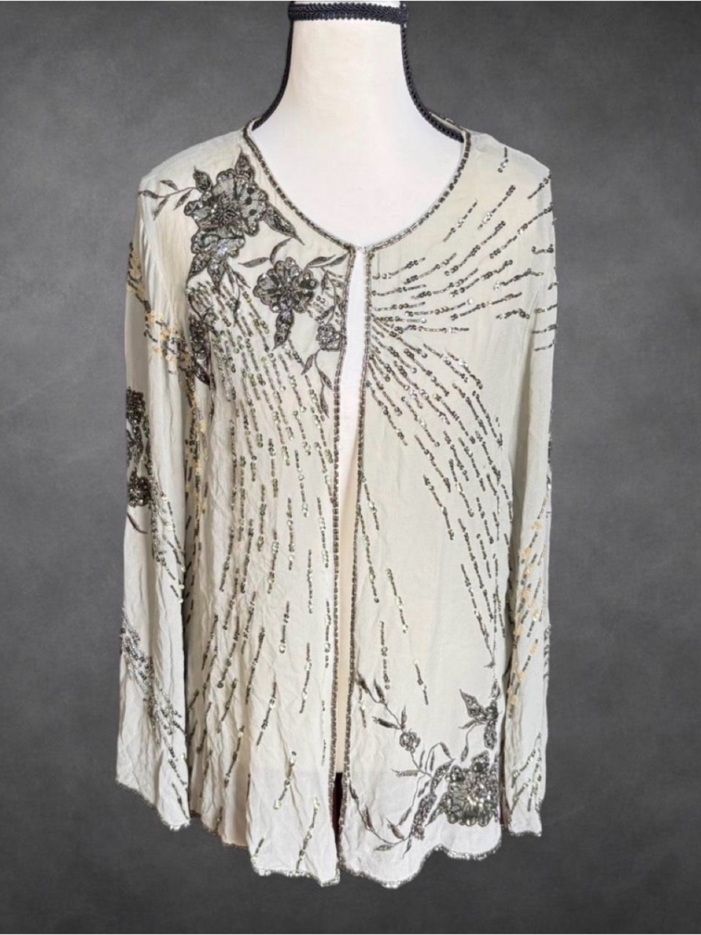 Vintage‎ Beaded Silk Jacket/Cardigan - Size 14